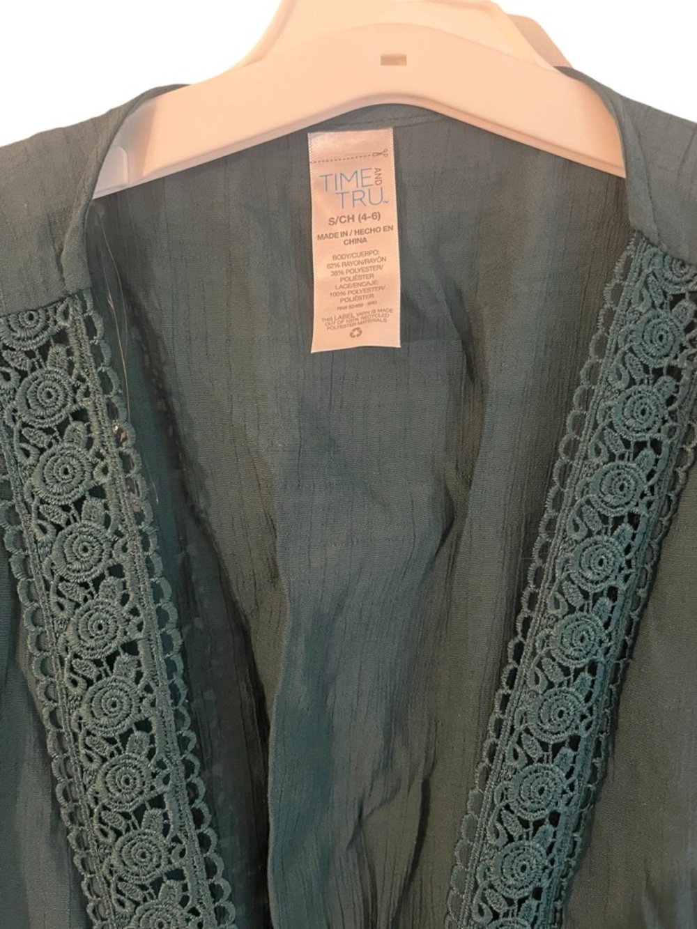 Time and Tru Teal V-Neck Midi Dress with Crochet Waist - Picture 2 of 4